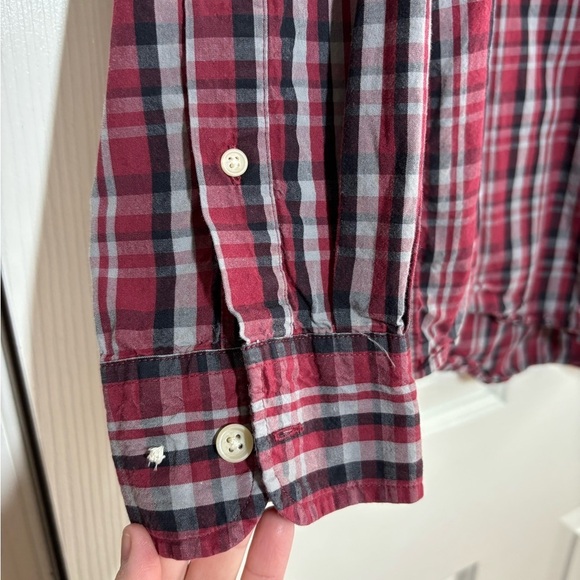 Vintage Timberland Shirt Men's Medium Button Up Red Black Plaid Cotton Western - Picture 11 of 11